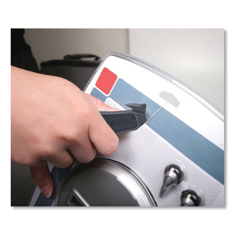 Safety Cutter Box Cutter Knife with Double Shielded Blade, 4" Plastic Handle, Black, 5/Pack