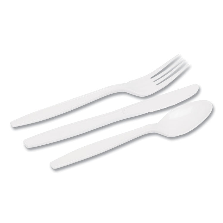 Combo Pack, Tray with White Plastic Utensils, Heavyweight, Fork/Knife/Spoon, 168/Pack