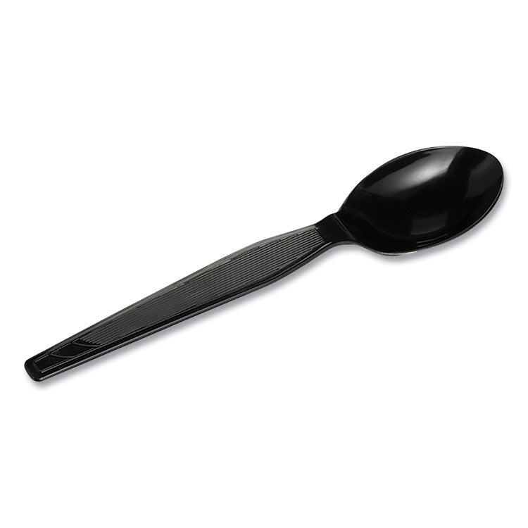 Plastic Cutlery, Heavyweight Spoon, Black, 1,000/Carton
