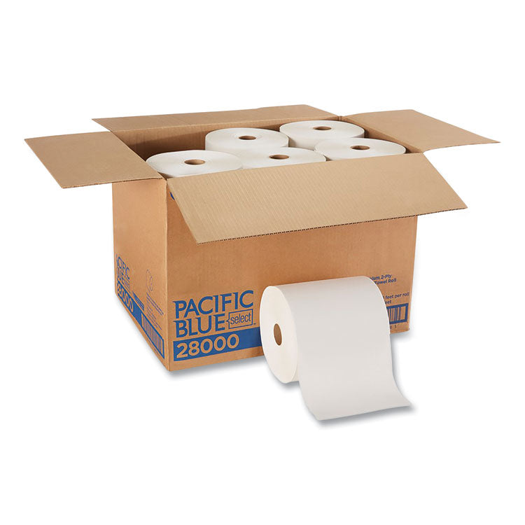Pacific Blue Select Premium Nonperf Paper Towels, 2-Ply, 7.88 x 350 ft, White, 12 Rolls/Carton