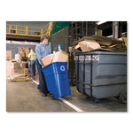 Square Brute Recycling Rollout Container, 50 gal, Plastic, Blue