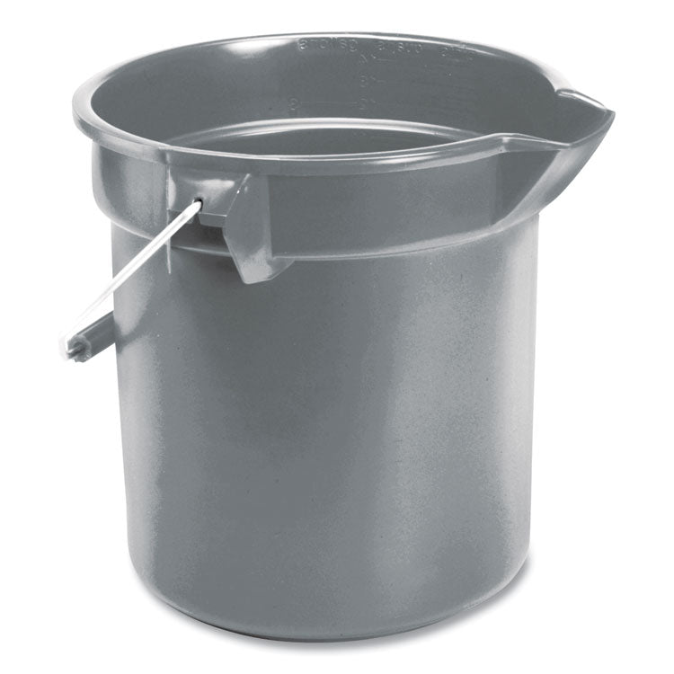 10 Quart Plastic Utility Pail, Plastic, Gray, 10.5" dia
