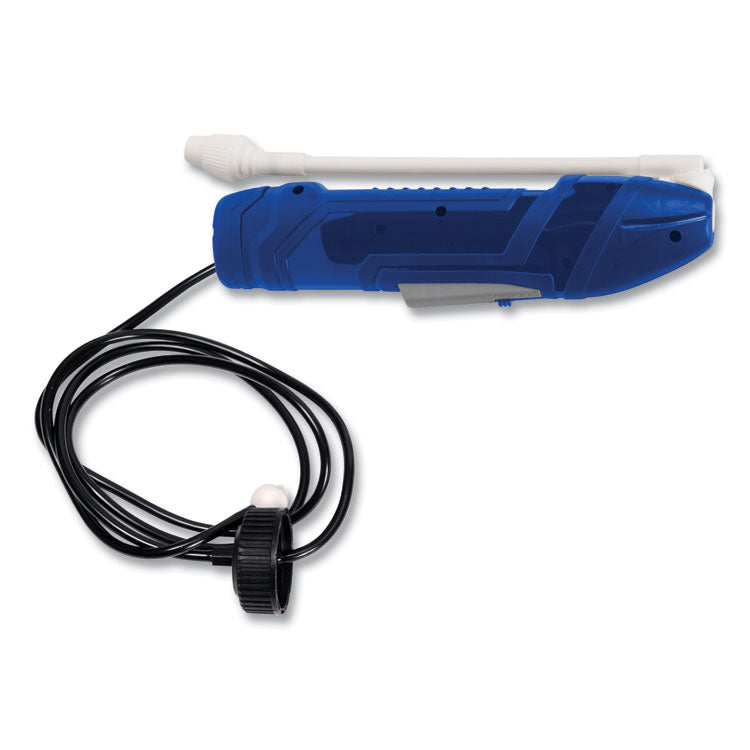 Surface Sanitizer and Disinfectant Battery Powered Sprayer, 3 ft Hose, Blue/White