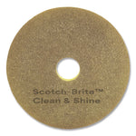 Clean And Shine Pad, 13" Diameter, Brown/yellow, 5/carton