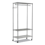 Wire Shelving Garment Rack, 40 Garments, 48w X 18d X 75h, Silver