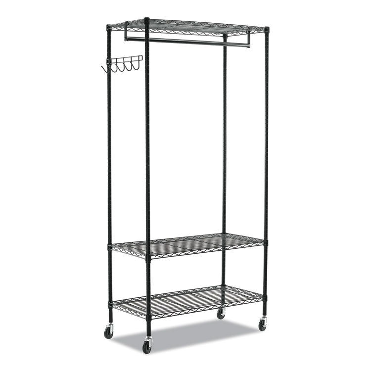 Wire Shelving Garment Rack, 40 Garments, 48w X 18d X 75h, Black