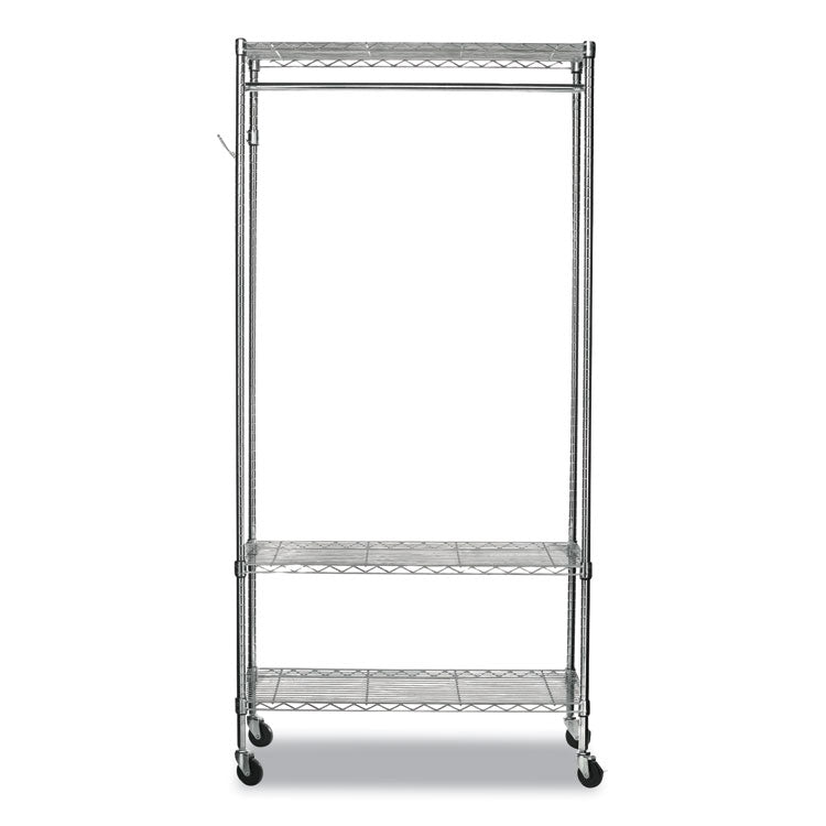 Wire Shelving Garment Rack, 40 Garments, 48w X 18d X 75h, Silver