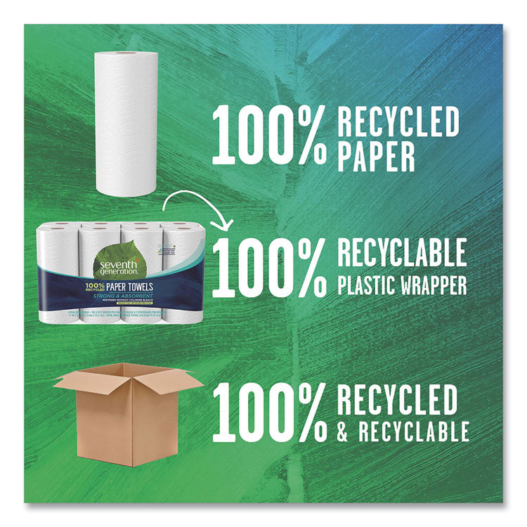 100% Recycled Paper Kitchen Towel Rolls, 2-Ply, 11 x 5.4, 156 Sheets/Roll, 8 Rolls/Pack