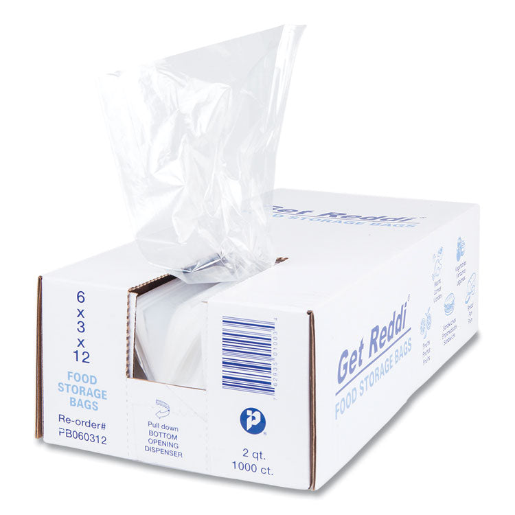 Food Bags, 64 oz, 6" x 3" x 12", Clear, 1,000/Carton
