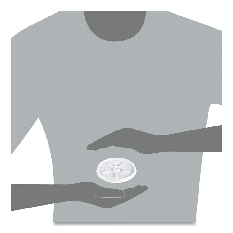 Plastic Lids for Foam Cups, Bowls and Containers, Vented, Fits 6 oz to 14 oz, White, 100/Pack, 10 Packs/Carton