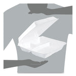 Foam Hinged Lid Containers, 3 Compartments, 9.25 x 9.5 x 3, White, 100/Sleeve, 2 Sleeves/Carton