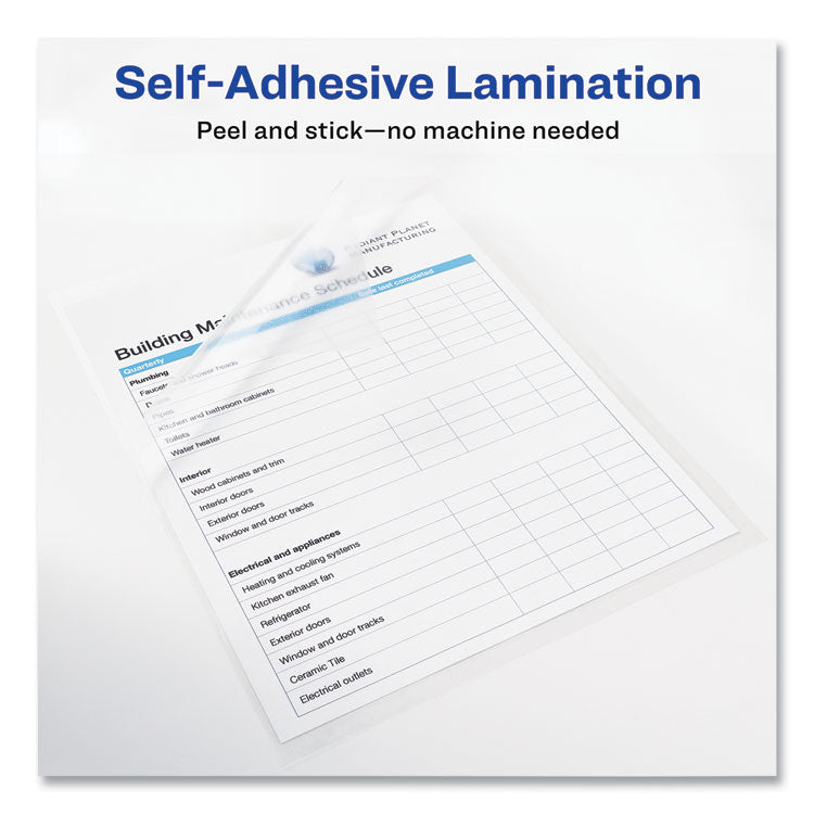 Clear Self-Adhesive Laminating Sheets, 3 Mil, 9" X 12", Matte Clear, 10/pack
