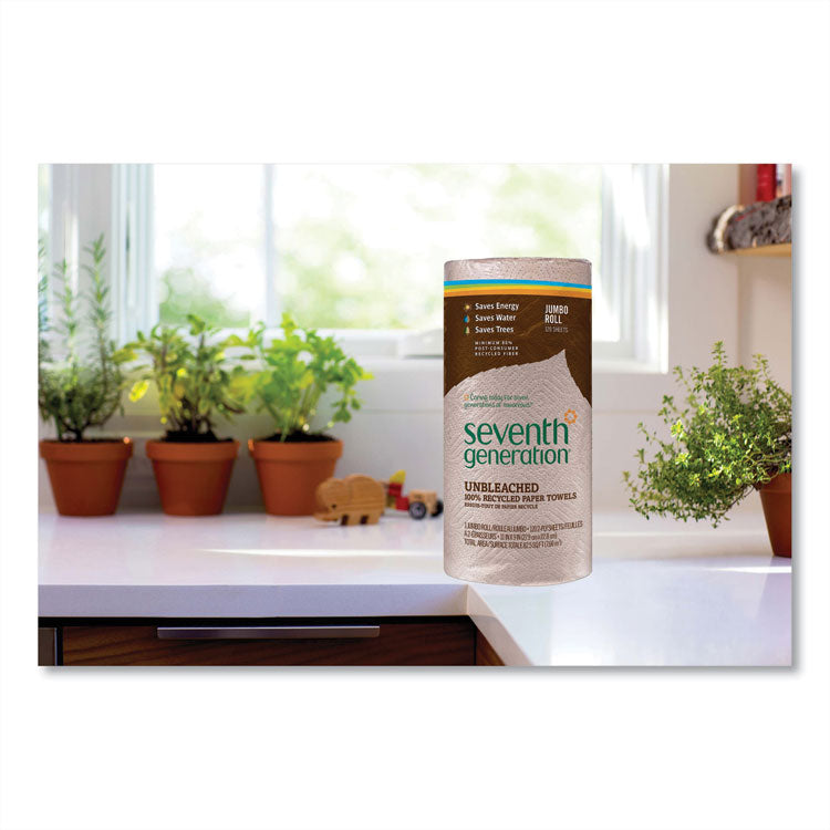 Natural Unbleached 100% Recycled Paper Kitchen Towel Rolls, 2-Ply, 11 x 9, 120 Sheets/Roll