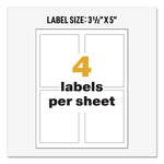 Ultraduty Ghs Chemical Waterproof And Uv Resistant Labels, 3.5 X 5, White, 4/sheet, 50 Sheets/box
