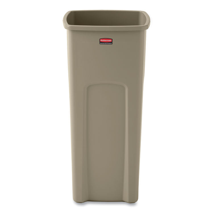 Untouchable Square Waste Receptacle, 23 gal, Plastic, Beige