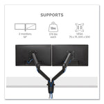 Platinum Series Dual Monitor Arm For 27" Monitors, 360 Deg Rotation, +85 Deg/-20 Deg Tilt, 360 Deg Pan, Black, Supports 20 Lb