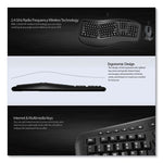 Wkb1500gb Wireless Ergonomic Keyboard And Mouse, 2.4 Ghz Frequency/30 Ft Wireless Range, Black