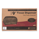 Twin 9" Jumbo Tissue Dispenser, Classic, 19 x 5.25 x 12, Transparent Black Pearl