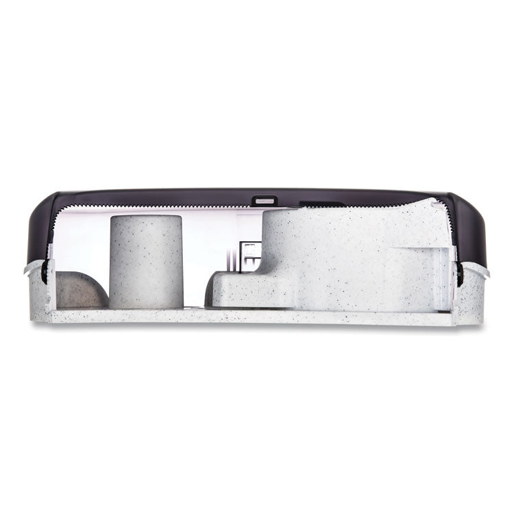 Twin 9" Jumbo Tissue Dispenser, Classic, 19 x 5.25 x 12, Transparent Black Pearl