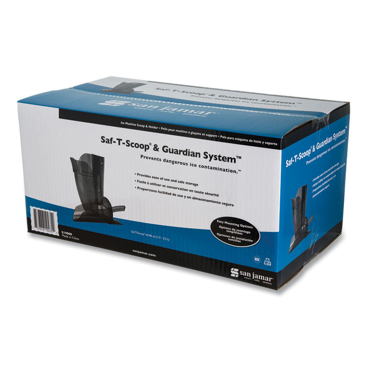 Saf-T-Scoop and Guardian System for Ice Machines, 12 oz to 16 oz Ice Scoop, Transparent Blue, 50/Carton