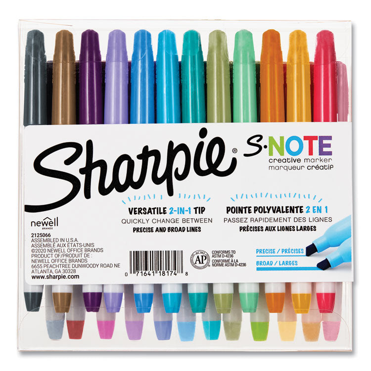 S-Note Creative Markers, Assorted Ink Colors, Chisel Tip, Assorted Barrel Colors, 24/pack