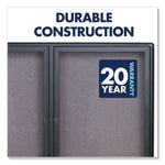 Enclosed Indoor Fabric Bulletin Board with Two Hinged Doors, 48" x 36", Gray Surface, Graphite Gray Aluminum Frame