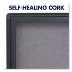 Enclosed Indoor Fabric Bulletin Board with Two Hinged Doors, 48" x 36", Gray Surface, Graphite Gray Aluminum Frame