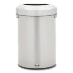 Refine Series Half Round Waste Receptacle, 16 gal, Plastic/Stainless Steel
