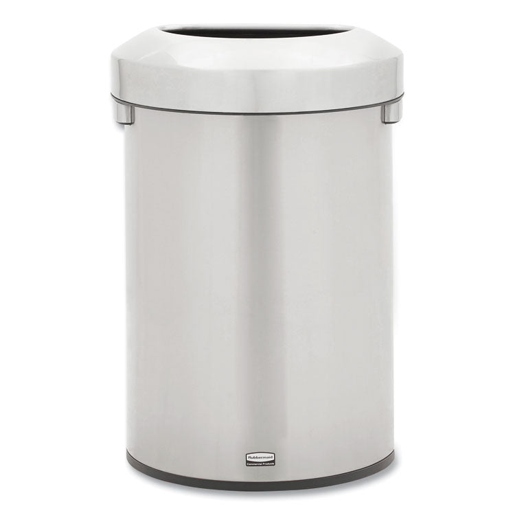 Refine Series Half Round Waste Receptacle, 16 gal, Plastic/Stainless Steel