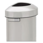 Refine Series Half Round Waste Receptacle, 16 gal, Plastic/Stainless Steel