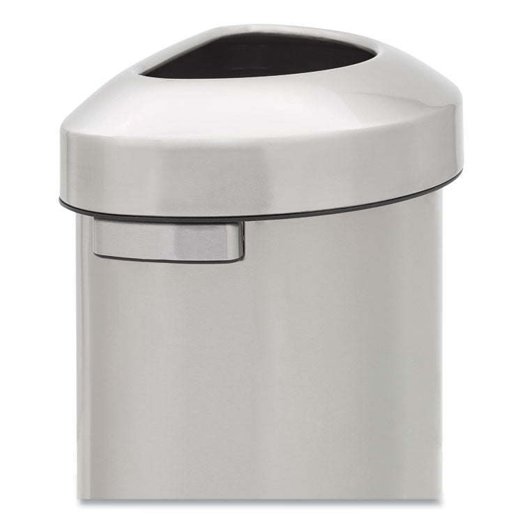 Refine Series Half Round Waste Receptacle, 16 gal, Plastic/Stainless Steel