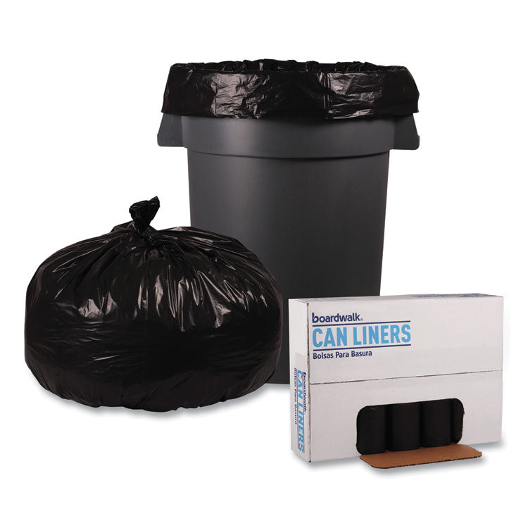 Recycled Low-Density Polyethylene Can Liners, 60 gal, 1.8 mil, 38" x 58", Black, Perforated, 10 Bags/Roll, 10 Rolls/Carton