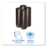 Recycled Low-Density Polyethylene Can Liners, 45 gal, 1.6 mil, 40" x 46", Black, Perforated, 10 Bags/Roll, 10 Rolls/Carton