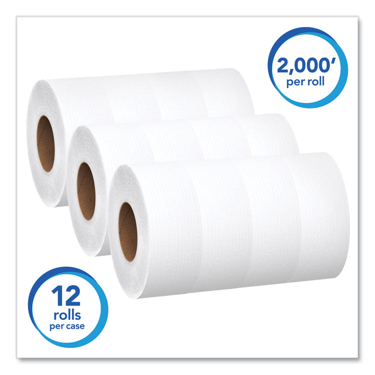 Essential JRT Jumbo Roll Bathroom Tissue, Septic Safe, 1-Ply, White, 3.55" x 2,000 ft, 12 Rolls/Carton