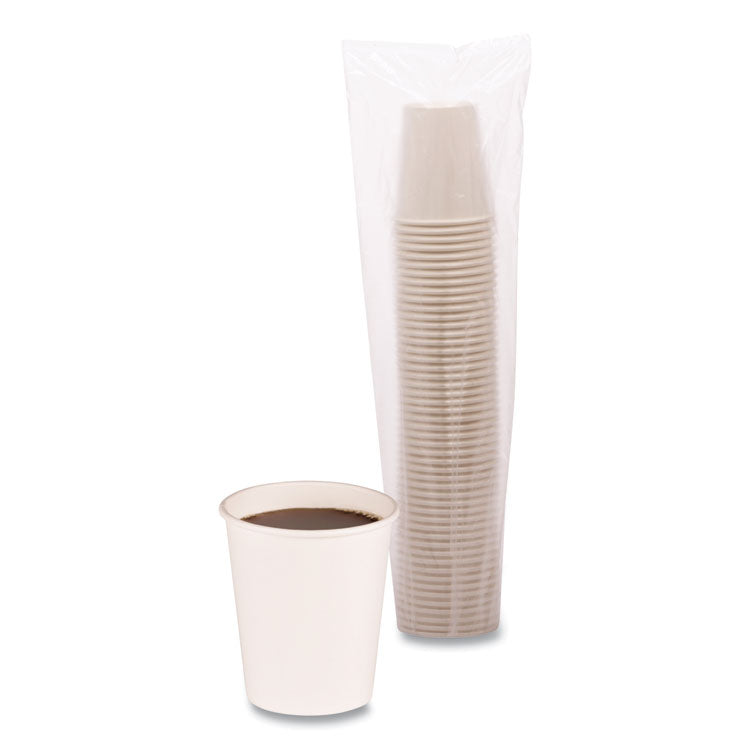 Paper Hot Cups, 8 oz, White, 50/Sleeve, 20 Sleeves/Carton