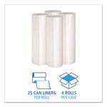 Recycled Low-Density Polyethylene Can Liners, 45 gal, 1.4 mil, 40" x 46", Clear, Perforated, 10 Bags/Roll, 10 Rolls/Carton