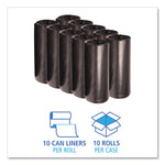 Recycled Low-Density Polyethylene Can Liners, 60 gal, 1.8 mil, 38" x 58", Black, Perforated, 10 Bags/Roll, 10 Rolls/Carton