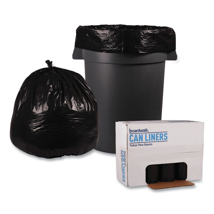 Recycled Low-Density Polyethylene Can Liners, 45 gal, 1.6 mil, 40" x 46", Black, Perforated, 10 Bags/Roll, 10 Rolls/Carton