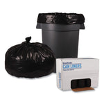 Recycled Low-Density Polyethylene Can Liners, 60 gal, 1.2 mil, 38" x 58", Black, Perforated, 10 Bags/Roll, 10 Rolls/Carton