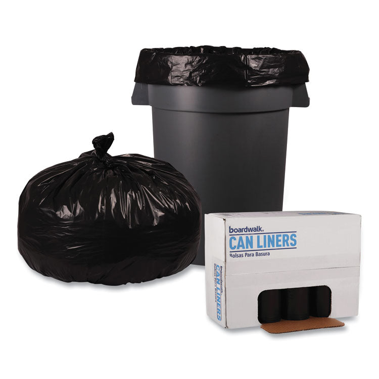 Recycled Low-Density Polyethylene Can Liners, 60 gal, 1.2 mil, 38" x 58", Black, Perforated, 10 Bags/Roll, 10 Rolls/Carton