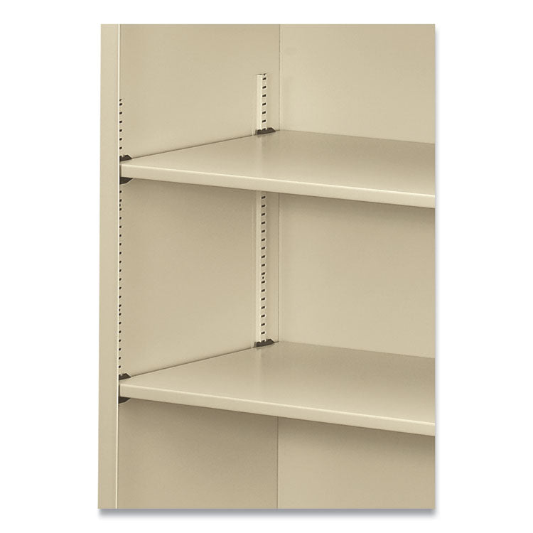 Metal Bookcase, Three-Shelf, 34.5w x 12.63d x 41h, Putty