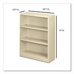 Metal Bookcase, Three-Shelf, 34.5w x 12.63d x 41h, Putty