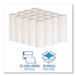 Low-Density Waste Can Liners, 16 gal, 0.4 mil, 24" x 32", White, Perforated Roll, 25 Bags/Roll, 20 Rolls/Carton