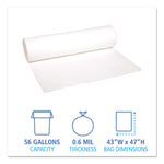 Low-Density Waste Can Liners, 56 gal, 0.6 mil, 43" x 47", White, Perforated Roll, 25 Bags/Roll, 4 Rolls/Carton