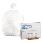 Low-Density Waste Can Liners, 60 gal, 0.6 mil, 38" x 58", White, Perforated Roll, 25 Bags/Roll, 4 Rolls/Carton