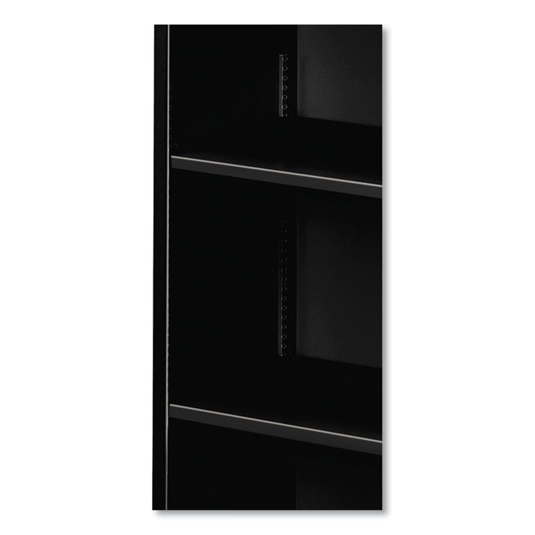 Metal Bookcase, Three-Shelf, 34.5w x 12.63d x 41h, Black