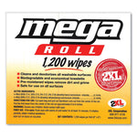 Gym Wipes Mega Roll Refill, 8 x 8, Unscented, White, 1,200/Roll, 2 Rolls/Carton