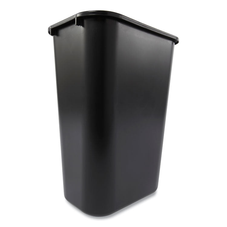 Deskside Plastic Wastebasket, 10.25 gal, Plastic, Black