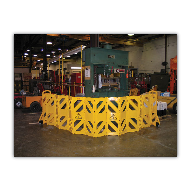Portable Mobile Safety Barrier, Plastic, 13 ft x 40", Yellow