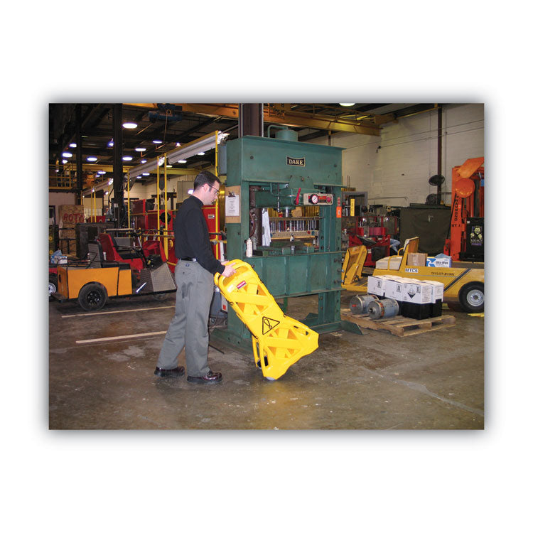 Portable Mobile Safety Barrier, Plastic, 13 ft x 40", Yellow